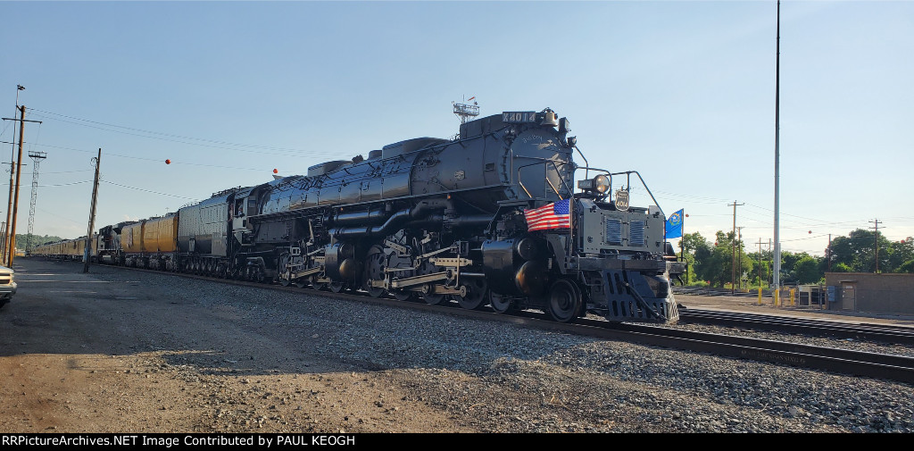 UP 4014 and UP 1983 and The Rest of Her Passenger Train on Main 1 UP Ogden Yard. 